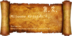 Milosev Kristóf névjegykártya